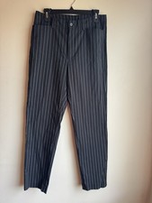 Lauren Ralph Lauren Stretch Black Pinstriped Cotton Dress Pants Slack Womens 8