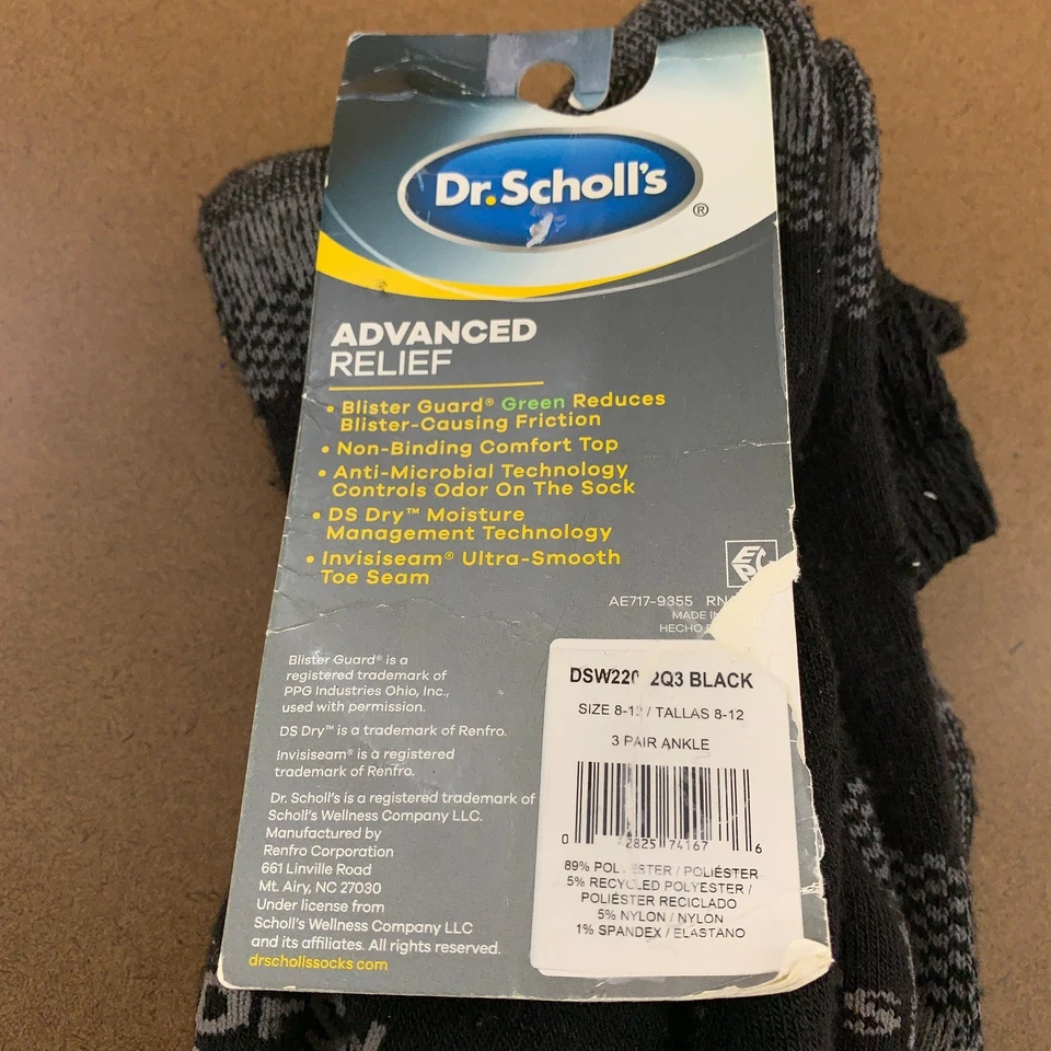 Dr Scholls Mujer 8-12 Alivio Avanzado Protector Blister Parte Superior Ancha Calcetines Crew 3 Pares Foto 2 de 4