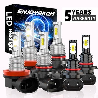For Dodge Ram 1500 2500 3500 2009-2018 6x 6000K LED Headlight Hi/Lo&Fog Bulbs