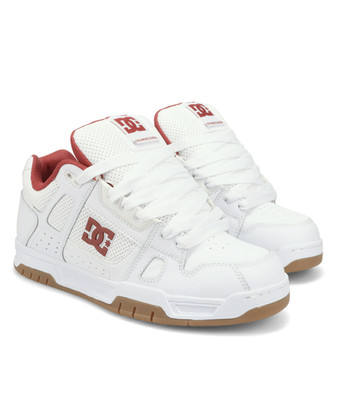DC SHOES HERREN HIRSCH SNEAKER. NEU VERPACKT LEDER WEISS ROT SKATE SCHNÜRSCHUHE S26
