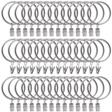 44 Pack Curtain Rings with Clips Hooks 2 inch Rustproof Matte Metal Stainless...