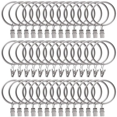 44 Pack Curtain Rings with Clips Hooks 2 inch Rustproof Matte Metal Stainless...