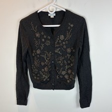 Sundance Beaded Floral Cardigan Sweater Sz XS