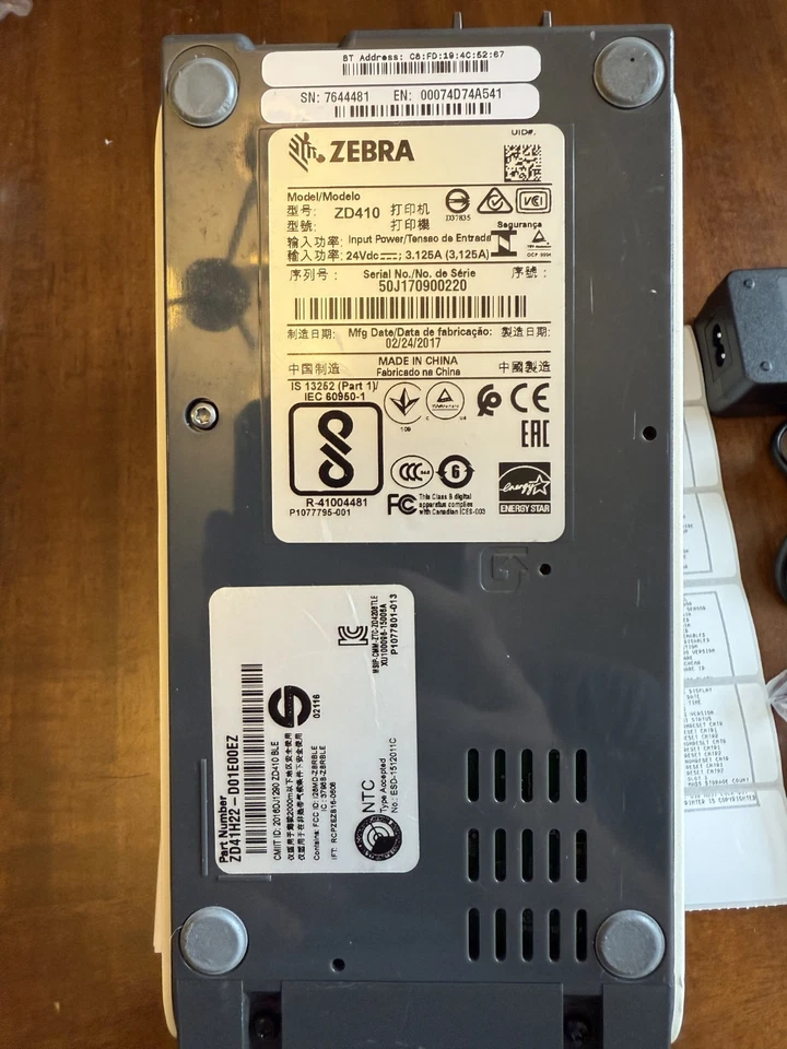 Zebra ZD410 Direct Thermal Label Printer USB Bluetooth Ethernet with Auto Cutter - Image 3 of 4