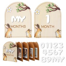 3 Pcs Baby Monthly Milestone Cards Wooden Monthly Baby Milestone Sign Newborn...