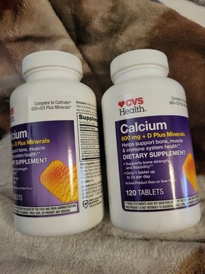CVS Health Calcium 600mg + D Plus Minerals 120 Tablets Duo Exp 11/26 & 03/27
