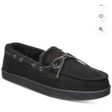Club Room Moccasin Slippers Mens Indoor Outdoor Foam Black Medium 8-9