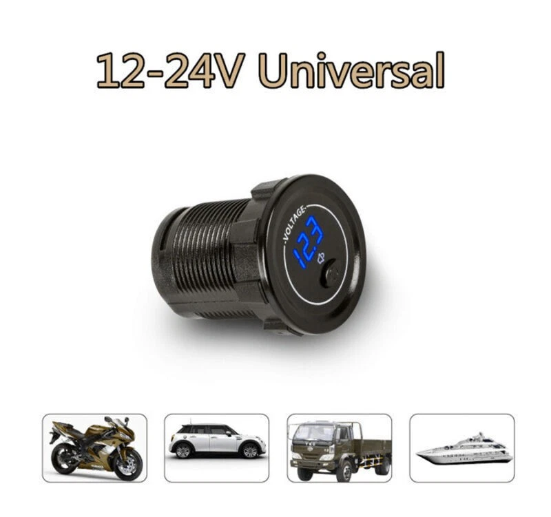 Mini Voltímetro Pantalla LED Panel 12V-24V Moto Coche con Interruptor Independiente Foto 4 de 4