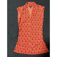 Vince Camuto Sleeveless Sheath Dress Red White Geometric Print Size XXS