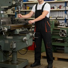 Heavy Duty Bib and Brace Overalls Mens Work Trousers Multi Pocket Robust KneePad