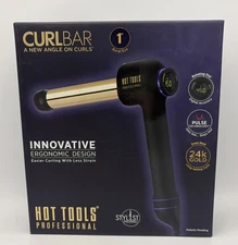 Hot Tools CurlBar 1” Curling Iron with 24K Gold Barrel - Ergonomic Design (1181)