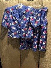 Anne Crimmins for Umi Collections Blue Pink Floral Roses Polka Dot Skirt Suit 14