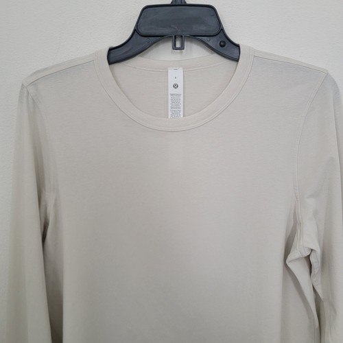 Lululemon klassische Passform Baumwollmischung Langarmshirt LW3FGES Knochen Größe 8 gebraucht, in einwandfreiem Zustand - Bild 5 von 11