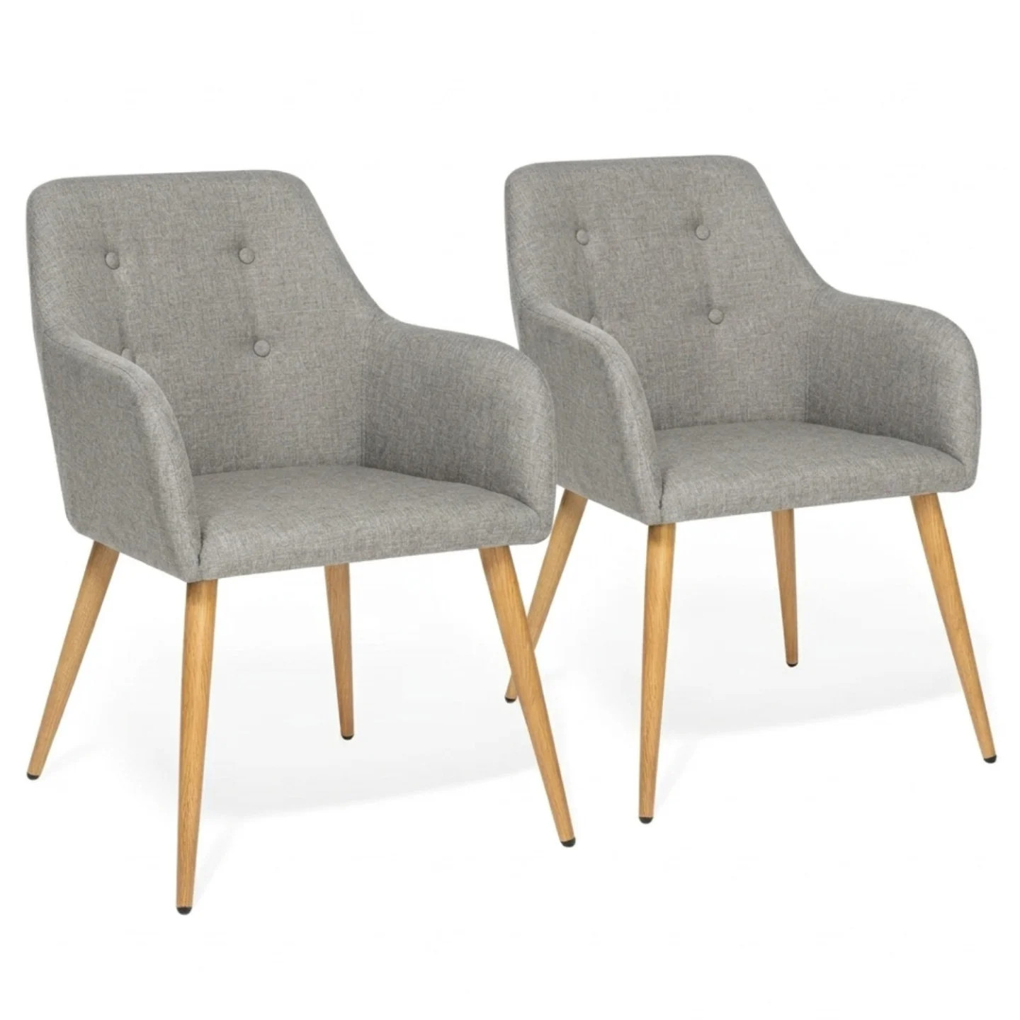 Chaise de salle à manger scandinave DANIA lot de 2 fauteuils de table gris rembourrés