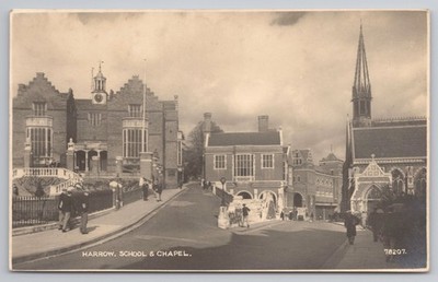 RPPC Harrow School & Chapel Middlesex c1930s Topography Architecture Card