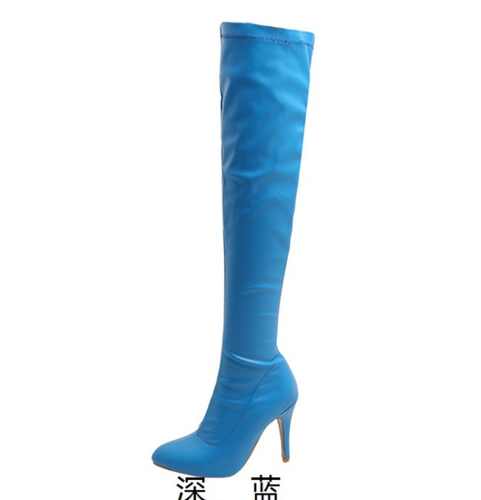 Women Thigh High Boots Side Zip Sexy Stiletto Heel Pointed Toe Party Shoes Club - Picture 10 of 26