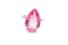 Sterling Silver 925 Lab-Created Pink Sapphire Ring Size 9.25