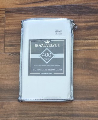 Royal Velvet Pillowcases ~ Two Standard 21 x 30 ~ White ~ 400 Thread Count