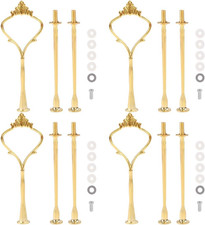 4 Sets of 3 Tier Cake Stand Hardware, 2 Styles Golden Tiered Fruit Dessert Servi