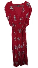 City Chic Women's Floral Red Sleeveless Maxi Dress Romantic Summer Size 18