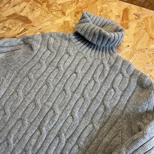 Banana Republic Roll High Neck Pullover Zopfmuster Fischer Wolle Grau L - Bild 2 von 5