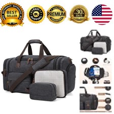 Mens 60L Canvas Expandable Duffle Bag Travel Overnight Weekender Bag