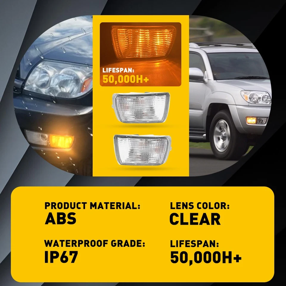 Conjunto de luces de señal de giro para parachoques delantero Toyota 4Runner 2003-2005 luces DRL Foto 4 de 4