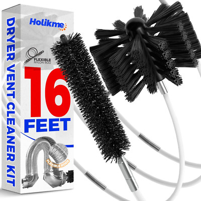 Dryer Vent Cleaner Kit Lint Brush Drill Attachment Duct Cleaning Tool Snake 16FT