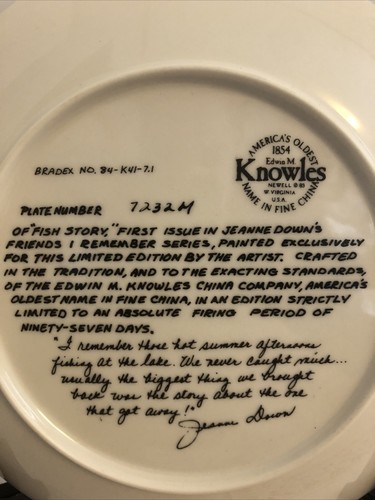 Edwin M Knowles China Co “Fish Story” Collectors Plate In Original Pkg - Picture 7 of 7