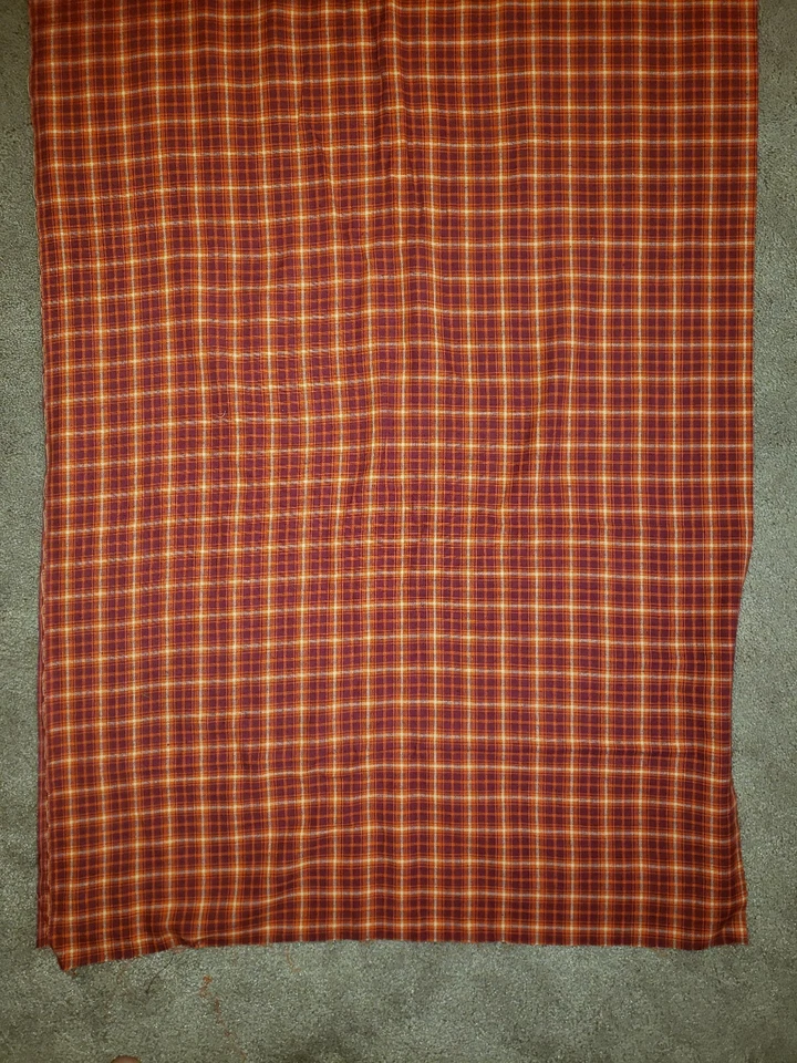  Orange & Plaid Burgandy Quilt Fabric Wide 44 × Long 142 in. Cotton Fall Colors - Image 2 of 4