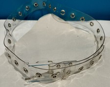 Retro 1980s Unbranded Belt Clear Plastic Vinyl 1.5" Wide Metal Loops 37