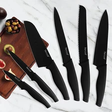 Hecef High Carbon Black Oxide Stainless Steel Chef Knife Set with 6 Blade Guards