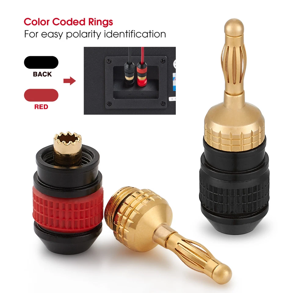 WGGE WG-008 24K Gold Safety Connector Banana Plugs (6 Pairs) (12 plugs ) - Image 4 of 4