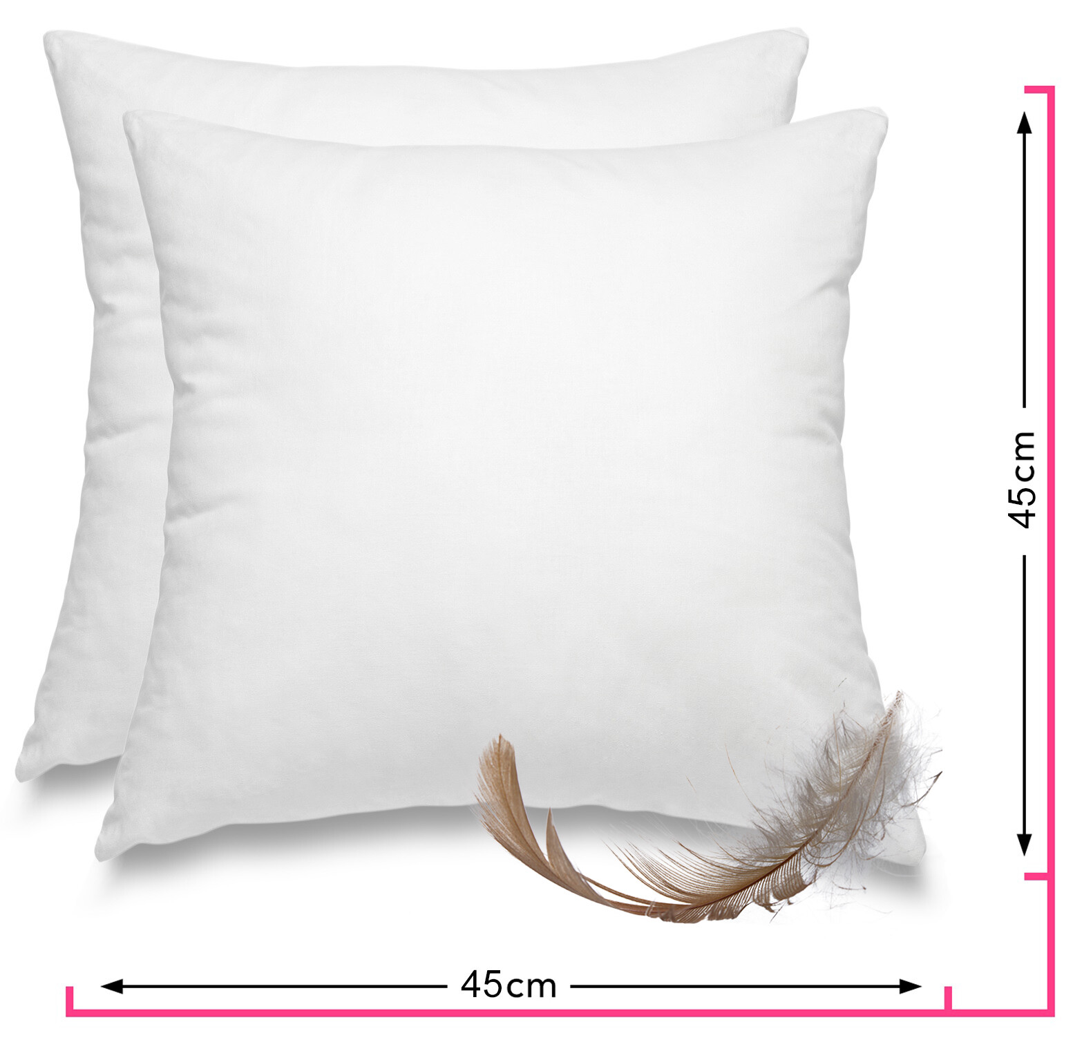 Federkissen 50x50 Cm Mit 650g Federn - Baumwolle Bezug Öko-Tex