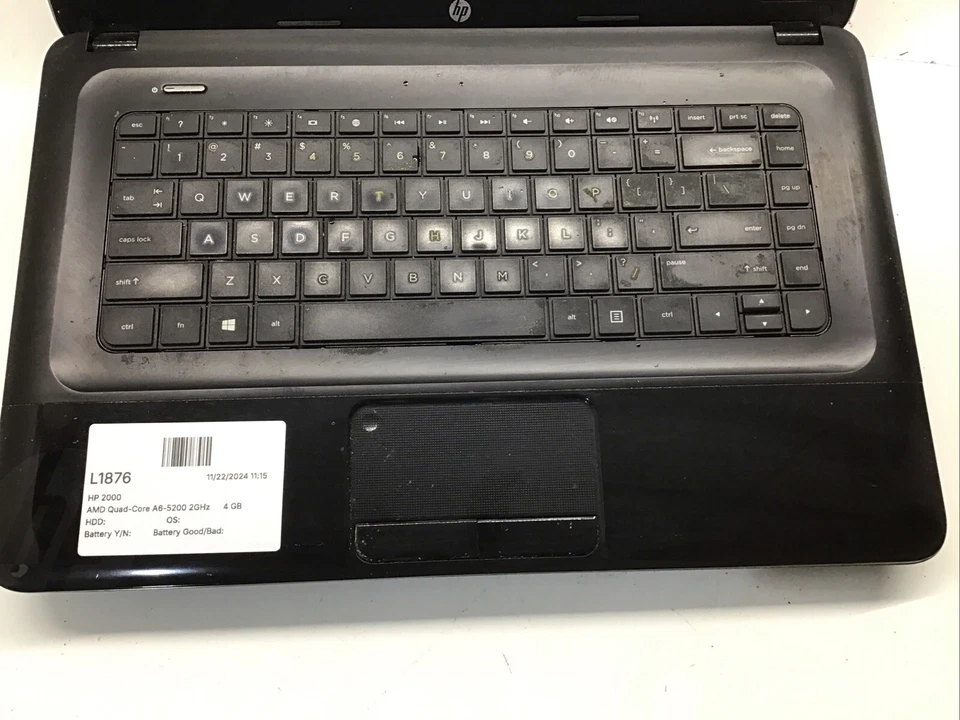 HP 2000-2D22DX AMD четырехъядерный A6-5200 2 ГГц 4 ГБ без жесткого диска без батареи треснувший экран - Изображение 3 из 4