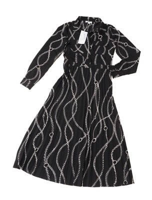 WAREHOUSE CHAIN PRINT PLEATED MIDI DRESS RRP £56 Size UK