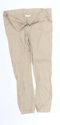 Beigefarbene Damenhose aus Baumwollmischung Größe L L32 in