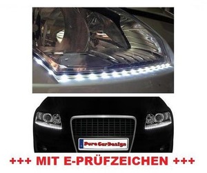 SMD-LED-TAGFAHRLICHT-OPTIK-LEISTE-35CM-WEIss-XENON-FLEXIBEL-TUV-GEPRUFT-FLS01
