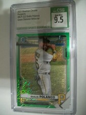 SHALIN POLANCO 2021 Bowman Chrome Green Shimmer Refractor #222 CSG GEM MINT 9.5