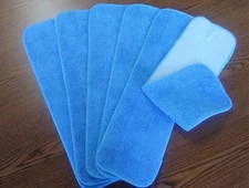 Lot of 6 Blue Microfiber Mop Pads Wet Dry Mop Refill for 16' Flat Mop Base
