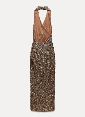 ZARA WOMAN MESH SEQUIN SLIP DRESS PARTY COCKTAIL GOLD XS, S | 9869/637/613  NEW | eBay