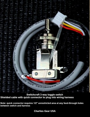 CUSTOM ORDER Switchcraft 3-way switch with shielded cable + (Connector removed)