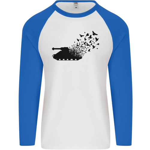 Banksy Style Tank and Doves Peace Mens L/S Baseball T-Shirt - Picture 23 of 29