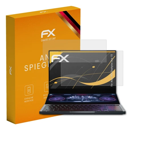 atFoliX 2x Displayfolie für Asus ROG Zephyrus Duo 15 Schutzfolie matt&stoßfest