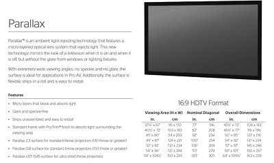 Da-Lite Parallax UST .45 Fixed Frame 49X87 100D