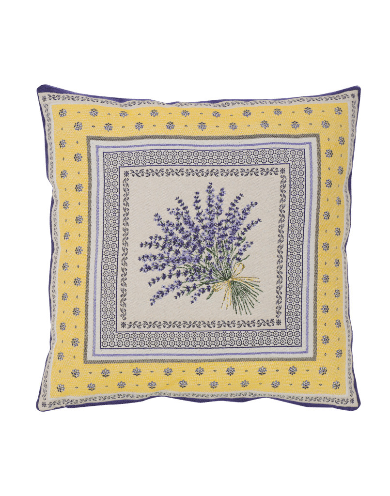 Housse de coussin jacquard 45x45 lavande jaune tissu haut de gamme
