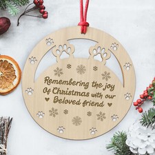 Memorial Christmas Tree Decoration For Beloved Friend Dog Cat Engraved Bauble