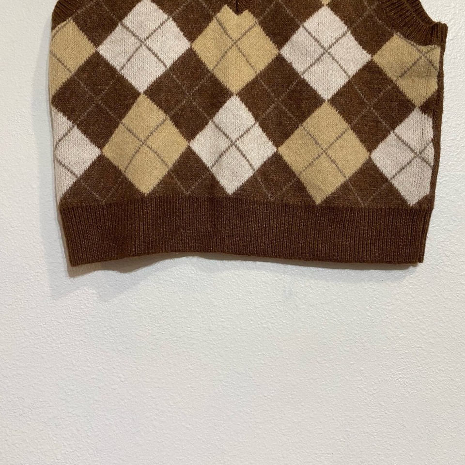 Altar’d State Brown Plaid Sweater Vest Sz L eBay