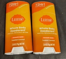 LOT OF TWO - Lume Smooth Solid Toasted Coconut Aluminum Free Deodorant
