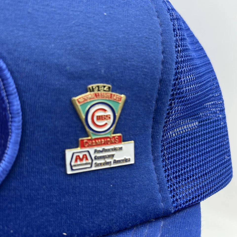 Chicago Cubs 1984 CHAMPIONS Annco Snap Back Mesh Trucker Hat with Pin Adjustable - Image 3 of 4